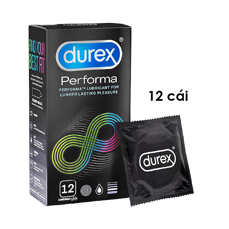 Bao cao su Durex Performa - Kéo dài thời gian - Hộp 12 cái