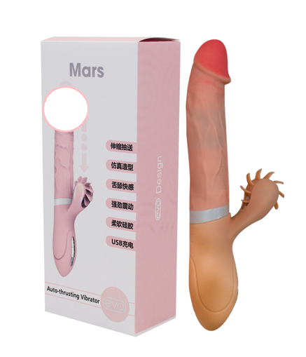 Dương vật cao cấp rung thụt tỏa nhiệt kết hợp lưỡi liếm siêu mềm - Vibrator Evo Mars